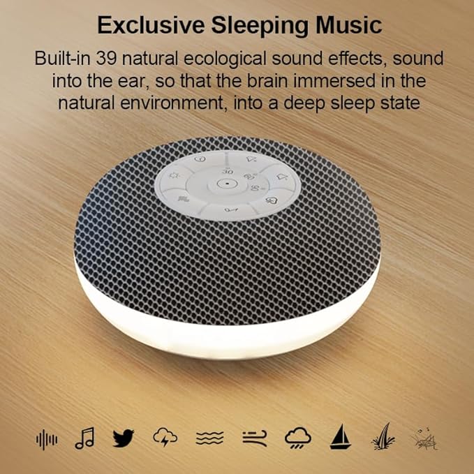 YEVIK Portable Sound Machine for Baby Sleep & Travel, 39 Soothing Sounds with Night Light, USB-C Rechargeable, Timer, White Noise Maker for Nursery, Adults, Office