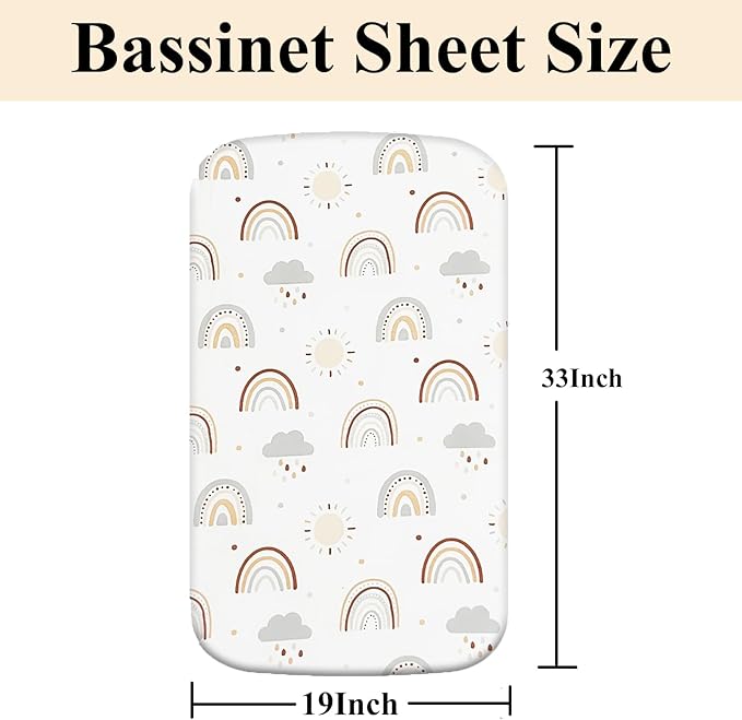 4 Pack Bassinet Sheets (19" x 33"), Compatible with Baby Delight, BabyBond and Dream On Me Skylar/Lotus/Traveler Baby Bassinet, Soft and Skin-Friendly, Mint Green and Color Rainbow