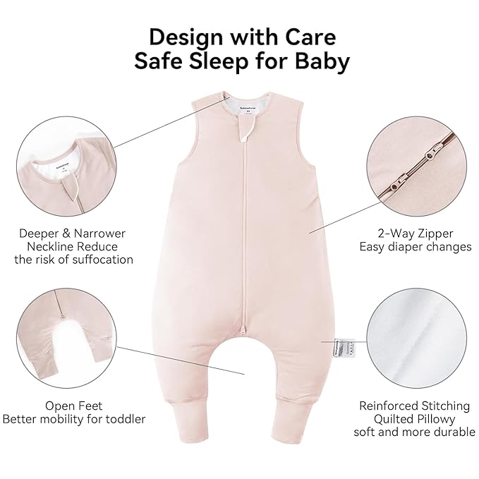 BubblePanda Rayon Made From Bamboo Toddler Sleep Sack with Feet 24-36 Months 2.5 Tog Winter Ultra Soft Warm Baby Sleep Bag Walker 2t-3t Quilted Thick Wearable Blanket with Legs 2-Way Zipper