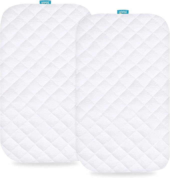 Waterproof Playard Mattress Pad Cover Compatible with ADOVEL, BabyBond and ELEMARA 4 in 1 Baby Bassinet Bedside Crib, 2 Pack, Ultra Soft Surface, Breathable and Easy Care