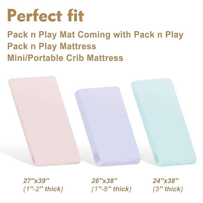 Pro Goleem Muslin Pack n Play Sheets for Boys and Girls, Soft Breathable Cotton Fitted Mini Crib Sheets, Neutral Baby Sheets for Playard Mattress, 2 Pack (Brown＆Beige)
