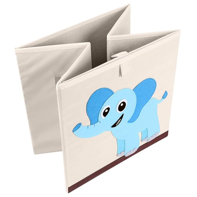 CLCROBD Foldable Animal Cube Storage Bins Fabric Toy Box/Chest/Organizer for Kids Nursery, 13 inch (Elephant)