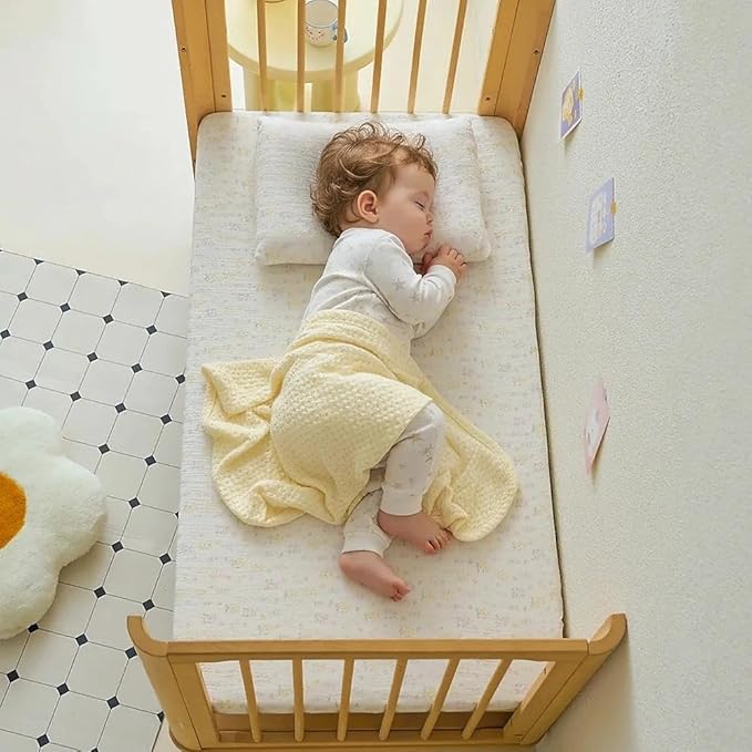 Muslin Crib Sheets for Girl Boy, 100% Cotton Neutral Baby Crib Sheets Fitted for Standard Crib Mattress, Soft and Breathable - 28"x 52", 2 Pack (Blossom, Pink)