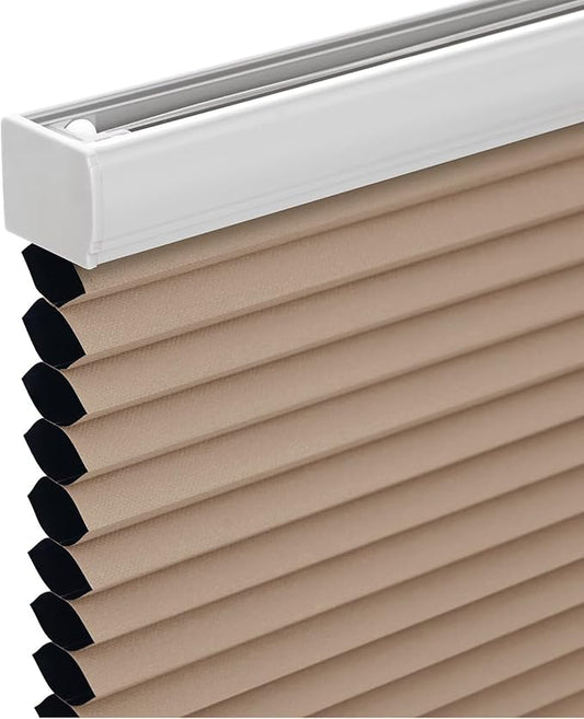 Changshade Cordless Cellular Shades, Blackout Honeycomb Shades for Windows, Pull Down Pleated Blinds, Easy to Install for Indoor Windows and French Doors,19" W x 36" H, Light Brown