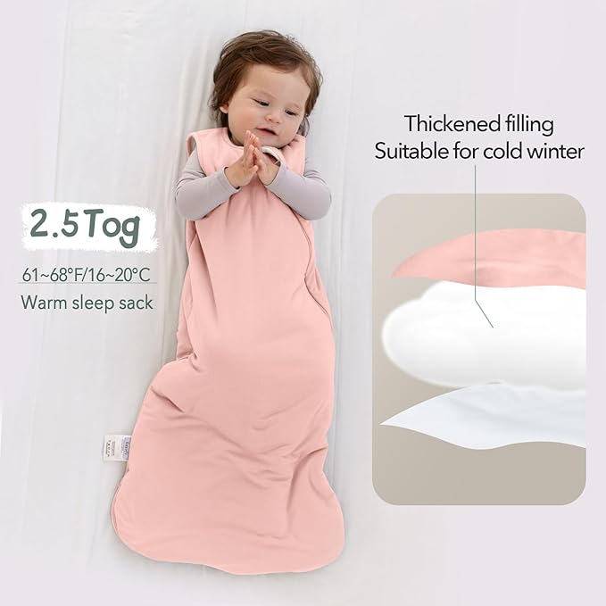 EasyFi Rayon Made from Bamboo Sleep Sack 18-24 Months 2.5 Tog Winter Supersoft Toddler Sleep Sack 2t for Unisex Girl Boy Thick Warm Baby Sleeping Bag 2-Way Zipper Baby Wearable Blanket
