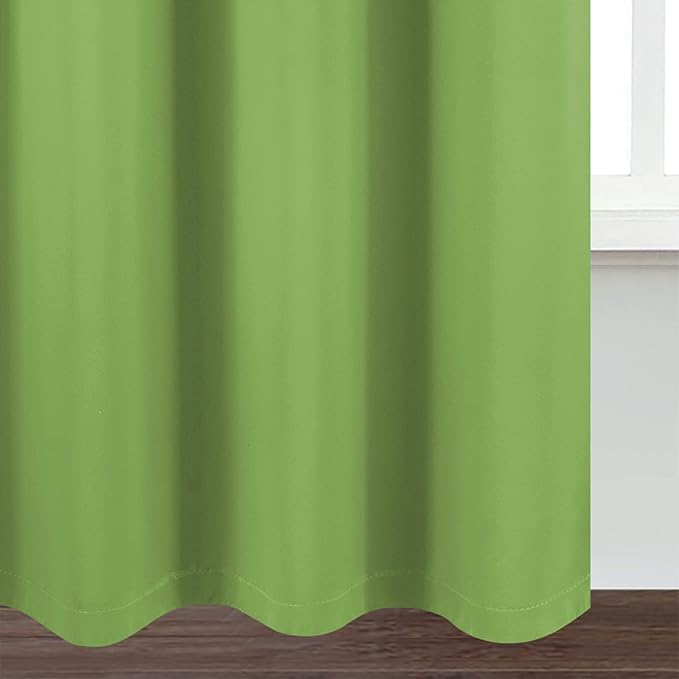 LEMOMO 100% Blackout Curtains 40 x 84 Inch/Light Green Curtains 2 Panels with Black Lining Room Darkening Thermal Insulated Bedroom Curtains