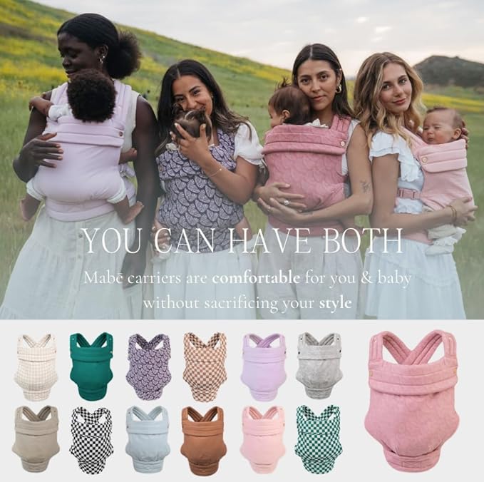 Mabē Monarch Ergonomic Baby Carrier – Premium Cotton Soft Structured Newborn to Toddler Carrier with Hip-Healthy Design, 3 Carry Positions (7-35lbs), Lightweight & Breathable, (Dream Wash Denim)
