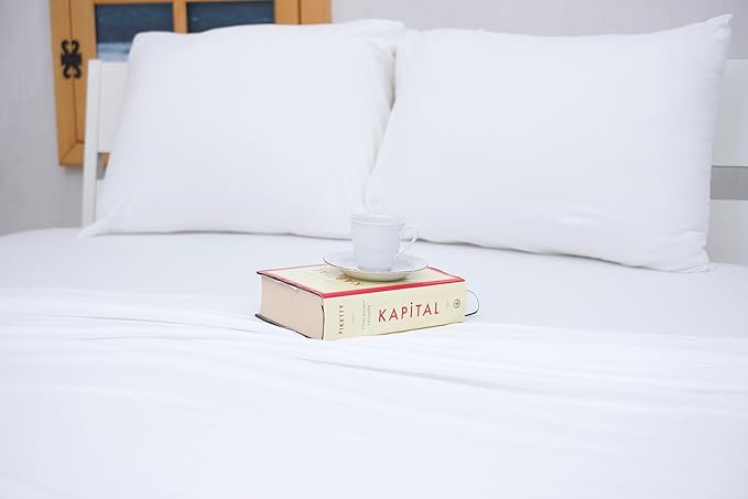 100% Cotton Bed Sheet Set with Deep Pocket - T-Shirt Fabric Jersey Knit - Extra Soft - Easy Fit - 4 Piece Set with Pillowcases - All Season - Comfy – 4 pcs (White, Full)
