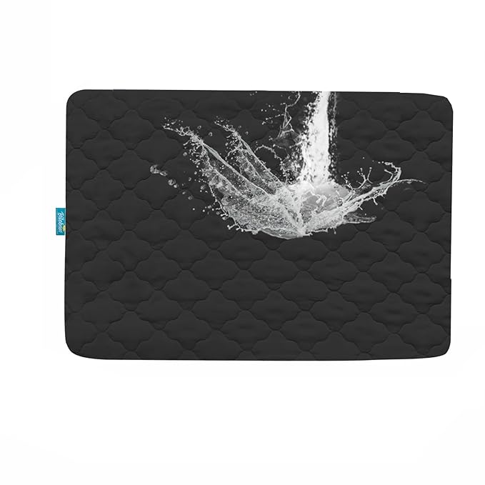 Pack and Play Mattress Pad Waterproof, Pack and Play Sheets Quilted- 39" x 27" Fitted, Black