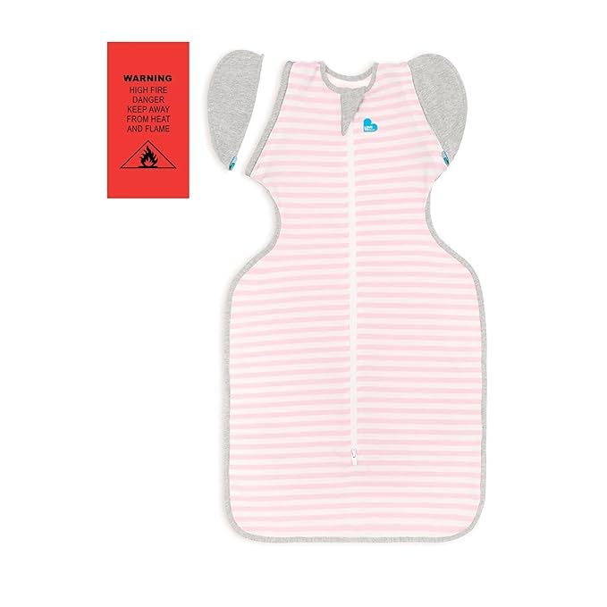 Love to Dream Swaddle Up, Transition Bag, 1.0 TOG, 13-19lbs, Patented Zip-Off Wings, Help Baby Transition from Being Swaddled to Arms-Free When Showing Signs of Rolling, Stripes Pink