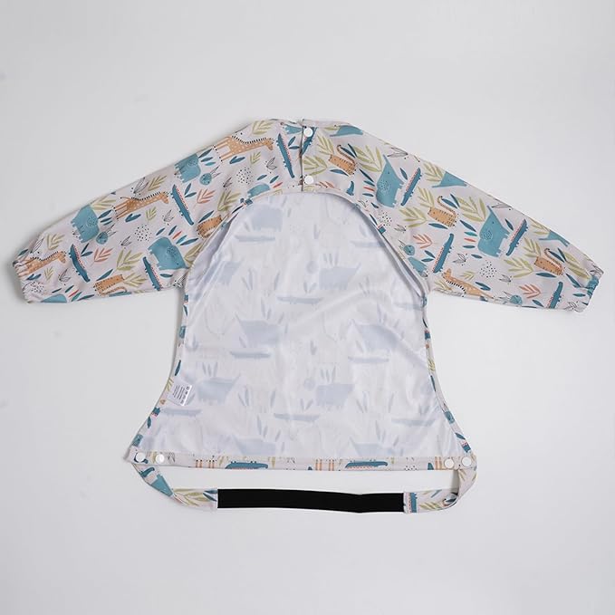CoolaPeach Long Sleeve Baby Bib - Mess-Proof Feeding Bibs for Babies - Adjustable, Waterproof, and Highchair/Table Attachment