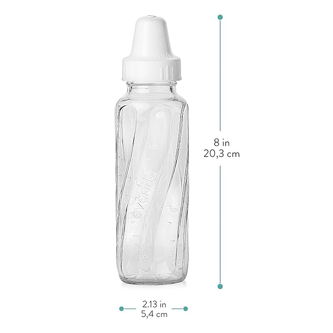 Evenflo Feeding Classic Glass Bottle, Twist Bottles, 8 Oz, 2-Pack of 6 Bottles