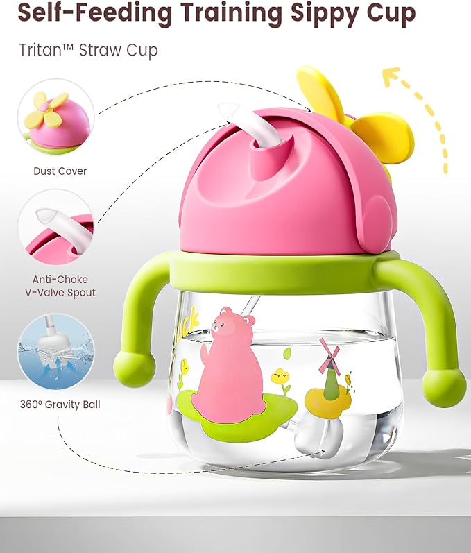 EMOJOY Silicone Baby Feeding Set, Toddler Plates Set 8 PCS – Suction Plate, Spoons, Forks, Bibs and Sippy Cups, Baby Led Weaning Essential, BPA-Free Baby Dishes & Utensils, Dishwasher Safe