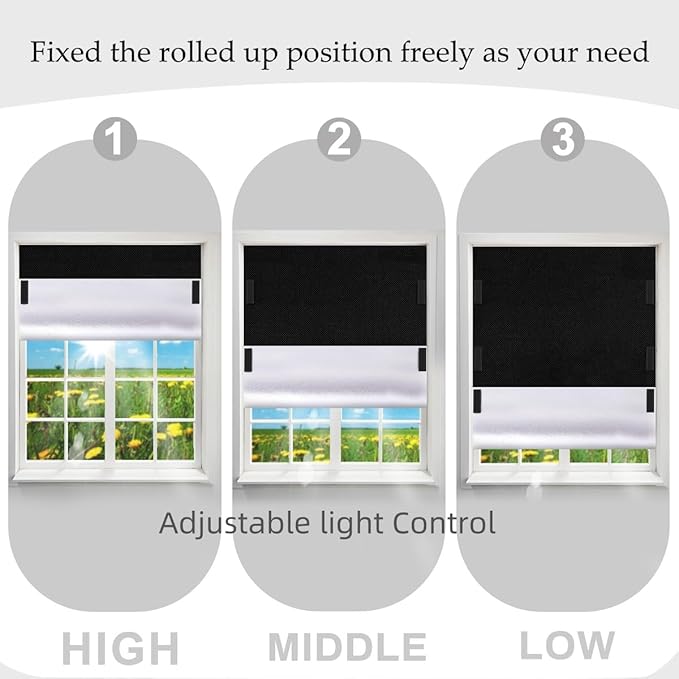 100% Blackout Curtain Window Cover for Bedroom 57x79Inch,No Drill Magnetic Blackout Blinds,DIY Cut Black Out Curtains for Nursery Bedroom,Media Room RV with Hook Loop Tape+Magnet Closure