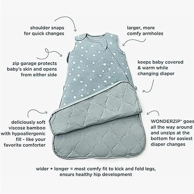 GUNAMUNA Sleep Sacks for Babies Toddlers and Newborns, Easy Changing Diaper Zipper, Cozy, 2.5 TOG