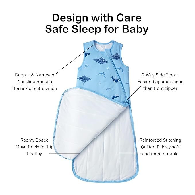BubblePanda Rayon Made from Bamboo Sleep Sack 0-6 Months 1.0 Tog Soft Toddler Sleeping Sack 3-6 Months for Infant Newborn Babies 2-Way Zipper Baby Wearable Blanket 0-3 Months