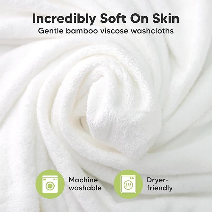 6-Pack Baby Washcloths - Soft Absorbent Viscose from Bamboo Wash Cloths for Babies, Kids, Toddlers, Infant, Newborn Bath Towels, Gentle on Sensitive Skin, 10x10 Reusable Face Towels (Heather)