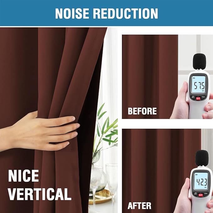 H.VERSAILTEX 100% Blackout Curtains for Bedroom with Black Liner Full Room Darkening Curtain 84 Inch Long Thermal Insulated Back Tab/Rod Pocket Window Treatment Drapes for Living Room, 2 Panels, Rust