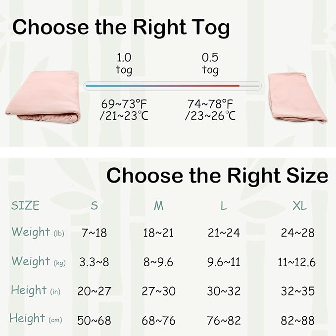 Supersoft Rayon Made from Bamboo Sleep Sack 24-36 Months 1.0 Tog Toddler Sleep Sack 2t Baby Wearable Blanket 3t with 2-Way Zipper Unisex Sleeping Bag for Babies All-year-around (2 Pack) Pink & Gray