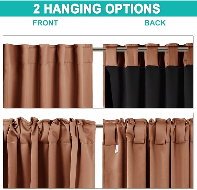 NICETOWN Full Shade Burnt Orange Curtain Panels 84 inches Long, Pair of Energy Smart & Noise Blocking Out Blackout Drapes for Sliding Glass Door, Thermal Insulated Guest Room Lined Window Dressing