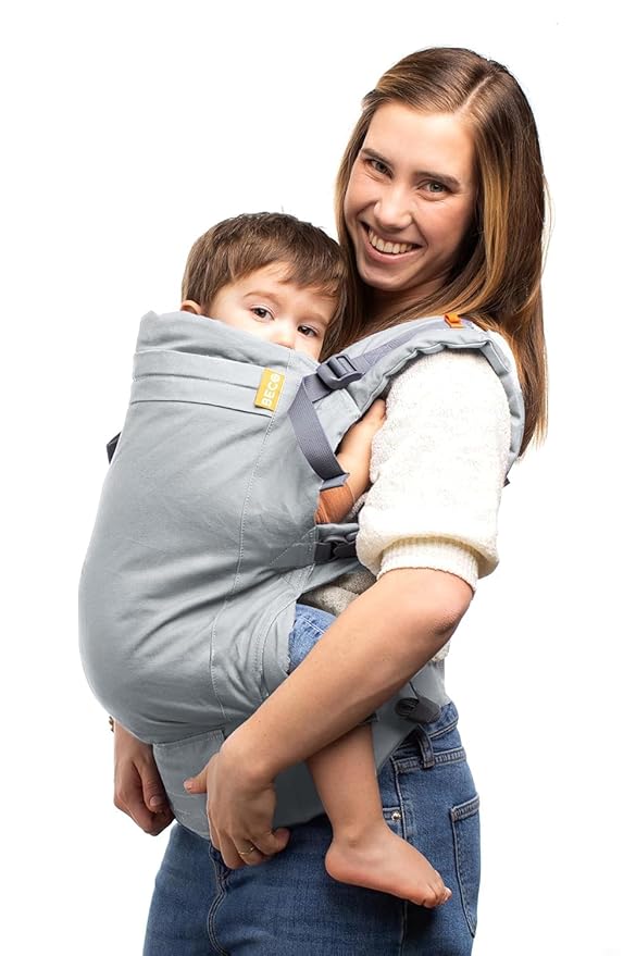 Beco Toddler Carrier (20-60 lbs) with Extra Wide Seat, 100% Cotton - Front-Carry & Backpack Style - Lightweight & Ergonomic Sling Carrier for Children from 18months - Grey