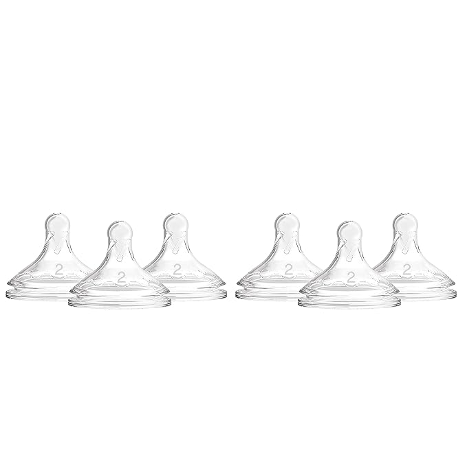 Dr. Brown's Natural Flow Level 2 Wide-Neck Baby Bottle Silicone Nipple, Medium Flow, 3m+ & Natural Flow Level 2 Narrow Baby Bottle Silicone Nipple, Medium Flow, 3m+