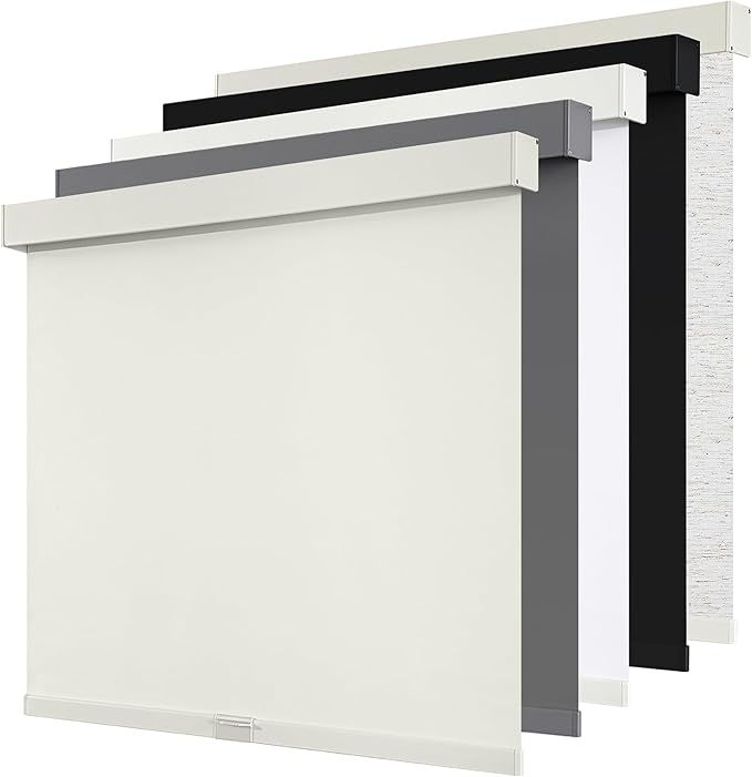 Cordless Blackout Roller Shades Blinds for Windows Free-Stop,Pull Down Room Darkening with Valance,Thermal Insulated Woven Fabric Window Door Blinds for Home,Office,Beige 48" W x 72" L