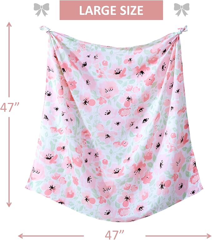 Little Grape Land Muslin Swaddle Blankets 47''x47'' 3 Pack, 100% Cotton Large Size Baby Swaddles for Newborn, Soft Breathable Baby Blankets for Newborns, Daliah