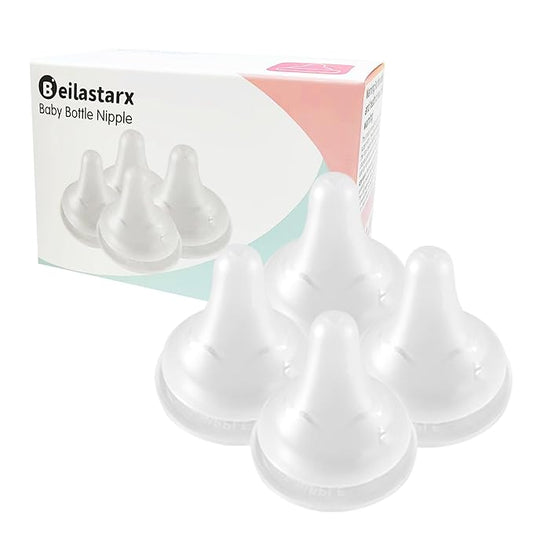 Beilastar-x Nipples for Baby Bottles – 100% Soft Baby Bottle Nipples, Natural Feel Silicone Bottle Nipples, BPA-Free (3M+, M, 4 Counts)