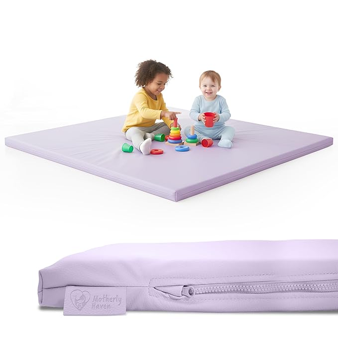 Play Mat Cover Only – Fits 50x50x1 Rollable Foam Floor Mat for Babies – Waterproof, Easy to Clean Replacement Cover for Tummy Time & Crawling –Purple