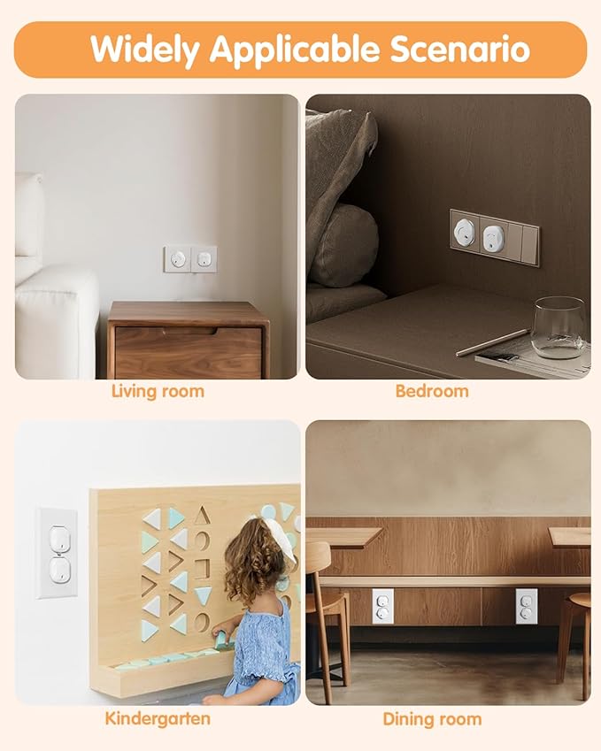 Outlet Covers Baby Proofing, 40 Pack Plug Covers Baby Proofing, Outlet Plug Covers for US 3-Prong to Prevent Electric Shock, Outlet Covers for Home, Office, School, Kindergarten, White