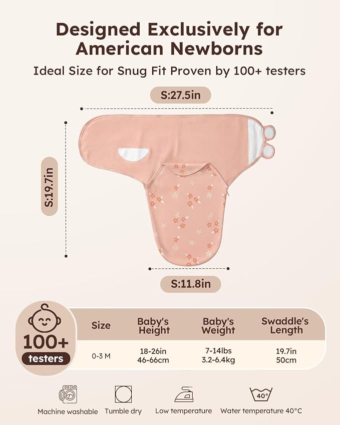 Yoofoss Baby Swaddles for Newborns 100% Organic Cotton, Adjustable Swaddle 0-3 Months 2 Zippers Newborn Swaddle Sack, Breathable Soft Durable