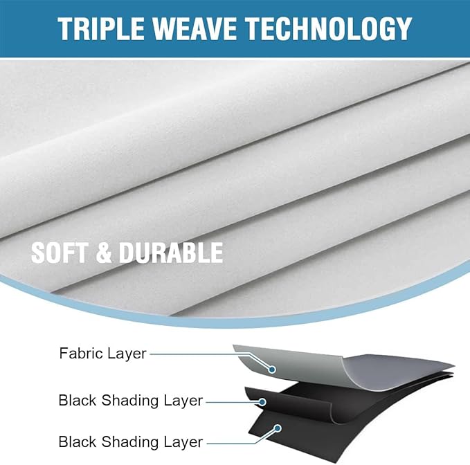 H.VERSAILTEX 100% Blackout Curtains for Bedroom with Black Liner Full Room Darkening Curtains Thermal Back Tab/Rod Pocket Window Drapes for Living Room, 2 Panels, 42 x 63 Inch, Greyish White