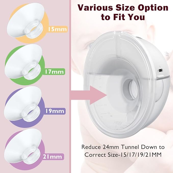 IVARONAL Flange Insert 8PCS 15/17/19/21mm*2Pcs Compatible with Momcozy M9/M6/M5/S12 Pro/V1 Pro/V2 pro, Spectra/Medela/Elvie/NCVI/TSRETE/eufy/Lansinoh/Paruu/MomMed Breast Pump 24mm Shields/Flanges