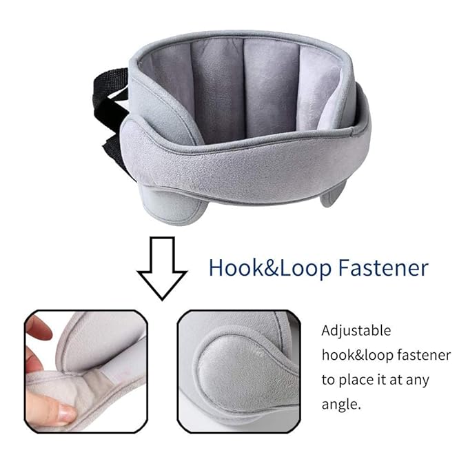Baby Car Seat Head Support Band - Comfortable Head & Neck Pillow Support, AdjustableCar Seat Neck Relief, Grey