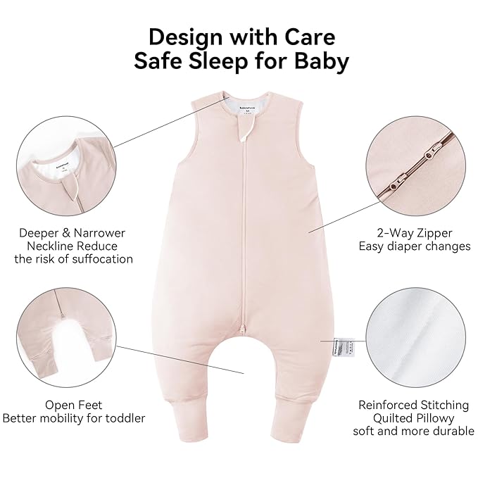BubblePanda Rayon Made from Bamboo Toddler Sleep Sack with Feet 12-24 Months 1.0 Tog Ultra Soft Toddler Sleeping Sack 1t-2t Sleep Bag Walker Quilted Wearable Blanket with Legs 2-Way Zipper Lightweight