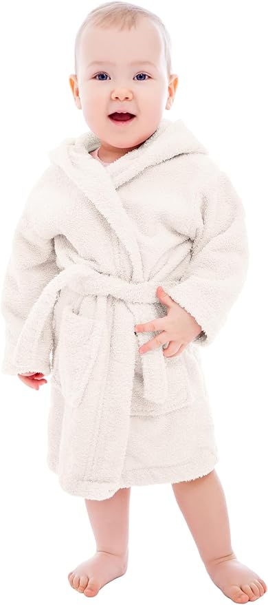 BAGNO MILANO Kids Organic Turkish Cotton Hooded Beach Cover-Up Towel, GOTS Certified, for Boys and Girls (Cream, 13-15 Years)