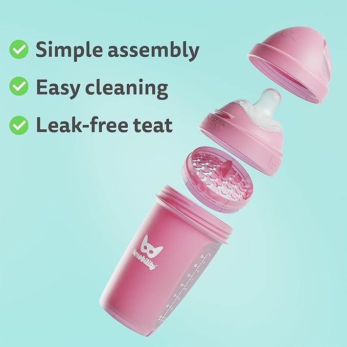 Herobility Anti-Colic Baby Bottles 5 oz / 140 ml – Pack of 3 Newborn Baby Bottles, Slow Flow Plastic Bottles, Breast-Shaped Teat for Breastfed Babies, Small Baby Bottles, Swedish Design, Dark Green
