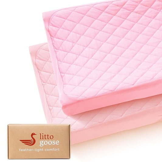 Littogoose Quilted Changing Table Cover (2-Pack) Fitted Diaper Changing Pad Cover, Soft Breathable Ideal for Boys Girls (2-Pack)