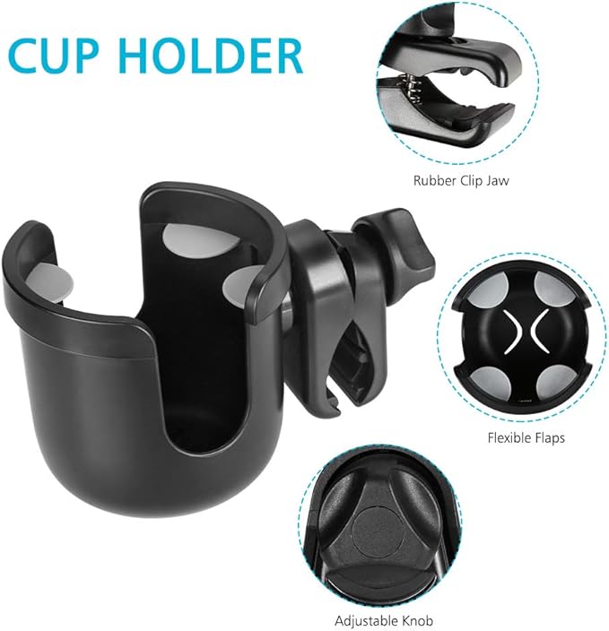 Accmor 2-in-1 Walker Cup Holder with Hook Set, Wheelchair Cup Holder, Rollator Cup Holder, Cup Phone Holder for Walker, Wheelchair, Rollator, Mobility Scooter
