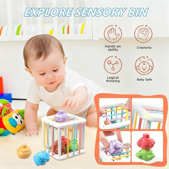 Montessori Baby Toys 6-12-18 Months, Toys for 1 + Year Old, Infant Teething Toy Stacking Building Blocks Shape Sorter, Spinner and More. Sorting Sensory Educational Learning Gift for Toddlers 1-3