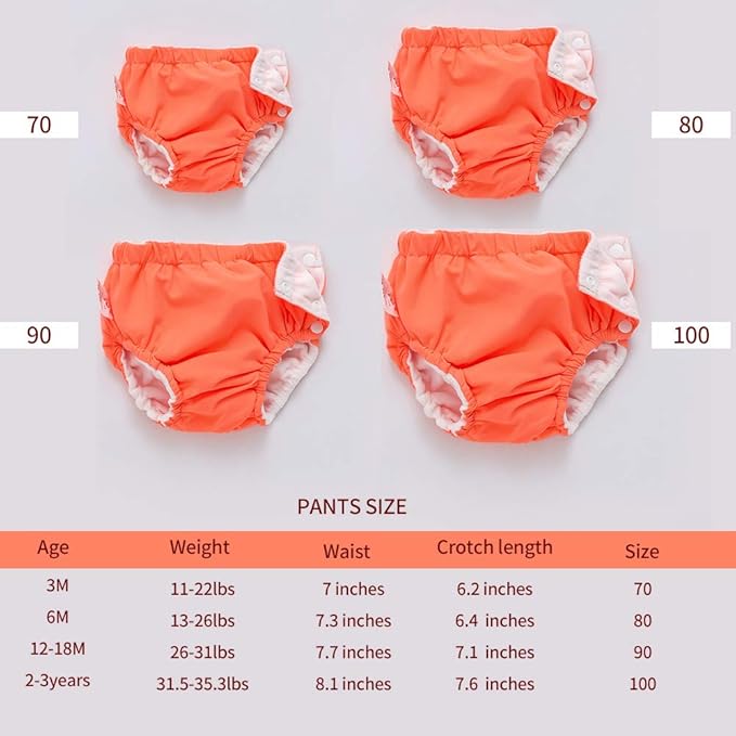 IIjnUhb Swim Diapers Baby Reusable 2 Pack,Washable Pants for 0-3 Years Boys Girls Swimming Lesson Shower Gifts