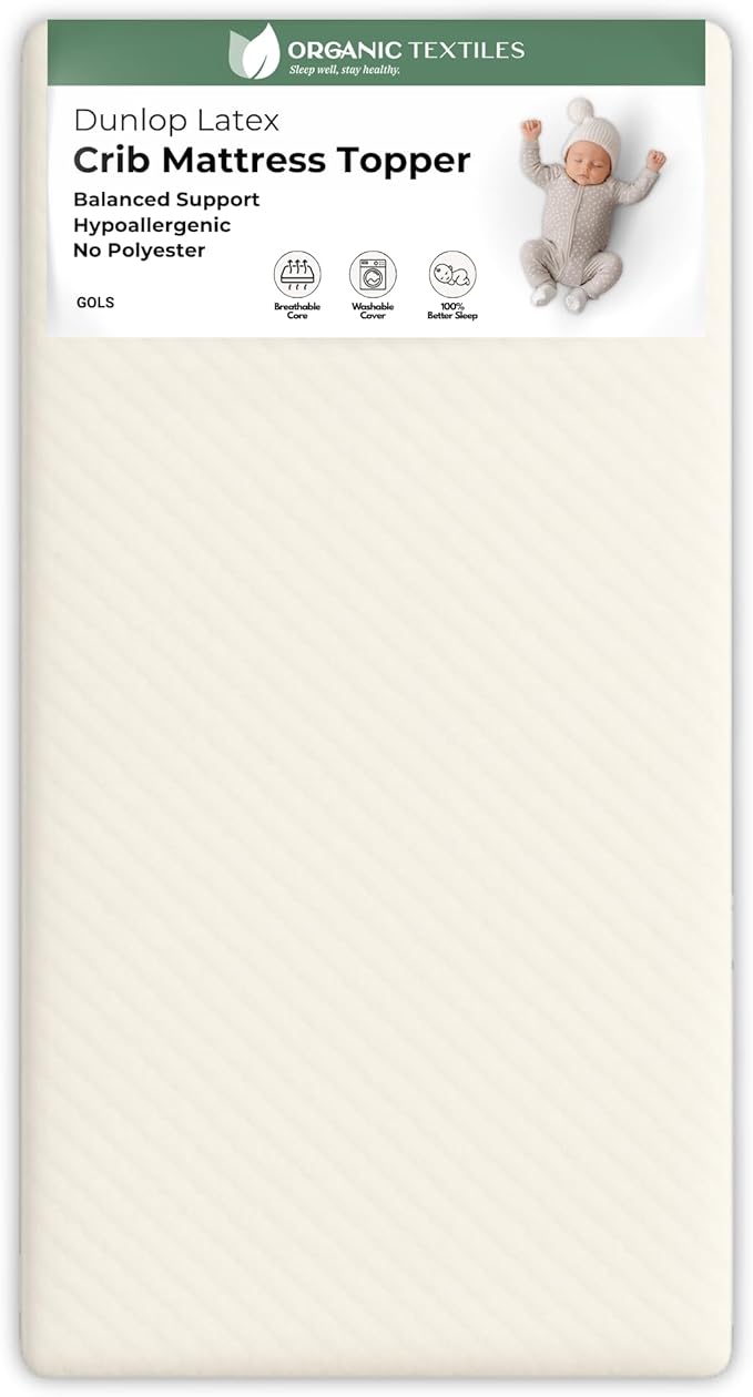ORGANIC TEXTILES Organic Baby Mattress Topper with Tencel Removable Cover - GOLS/GOTS Certified - Breathable, Hypoallergenic, 3" Mini Sleeper (31"x18")