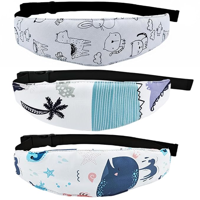 3 Pcs Baby Head Support for Car Seat Stroller Seat Neck Relief Head Band Straps Headrest for Toddler Kids Children Child Baby Infant Sleeping Traveling(White and Grey)