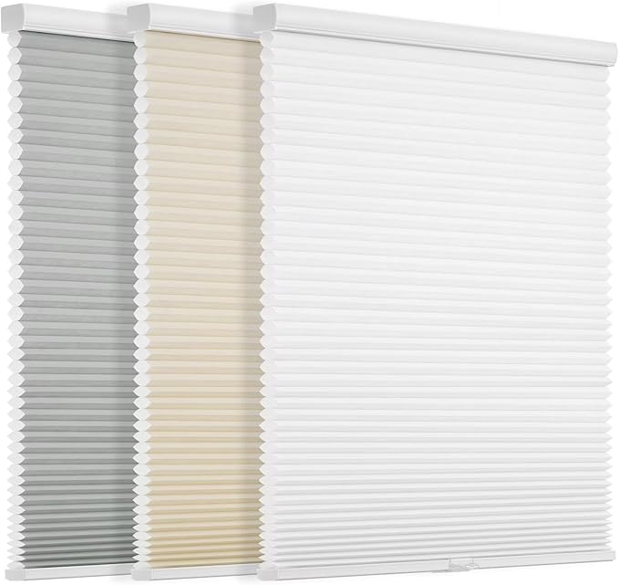 Changshade Light Filtering Cellular Shades Cordless Blinds for Indoor Windows, Honeycomb Blinds Accordion Shades Pleated 1.5" Cell for Home Bedroom, Shade Size 72 inch High 70 inch Wide, Gray