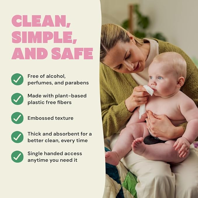 DYPER Baby Wipes Unscented (720 Count) - 99% Water-Based & Hypoallergenic Baby Wipes, Made with Plant-Based Materials, Gentle for Sensitive Skin, Fragrance & Plastic-Free Wet Wipes, 12 Pack