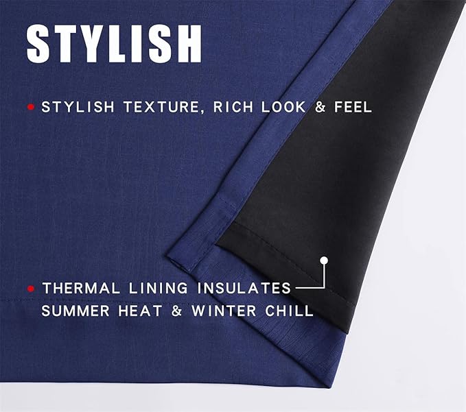 G2000 100% Blackout Curtains for Bedroom & Living Room - 84 Inch Long Navy Blue, Thermal Lined, Insulated, Light Blocking, Noise Reducing, 2 Panels