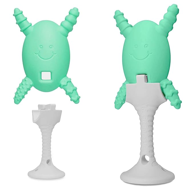 The Teething Egg Baby Teether + Molar Magician + Grippie Stick x2, 4pc Bundle - Freezable Teething Toy for Babies 3–6 Months up to 18 Months – Made in USA, Food-Grade TPE, Mint