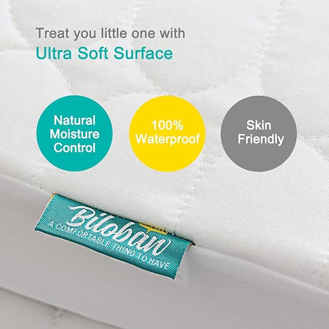Crib Sheets and Waterproof Crib Mattress Protector 4 Pack Set,Waterproof Crib Sheets Mattress Pad Cover for Baby Boys and Girls, Grey&Navy