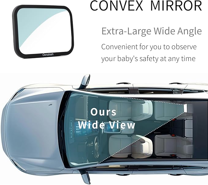 2 Pack Baby Car Mirror Clear Wide View Convex Shatterproof Shake-Proof 2 Pack Easy Install Rear Facing Backseat Mirror for Car Seat Attachment Blind Spot Reduction Distortion-Free View